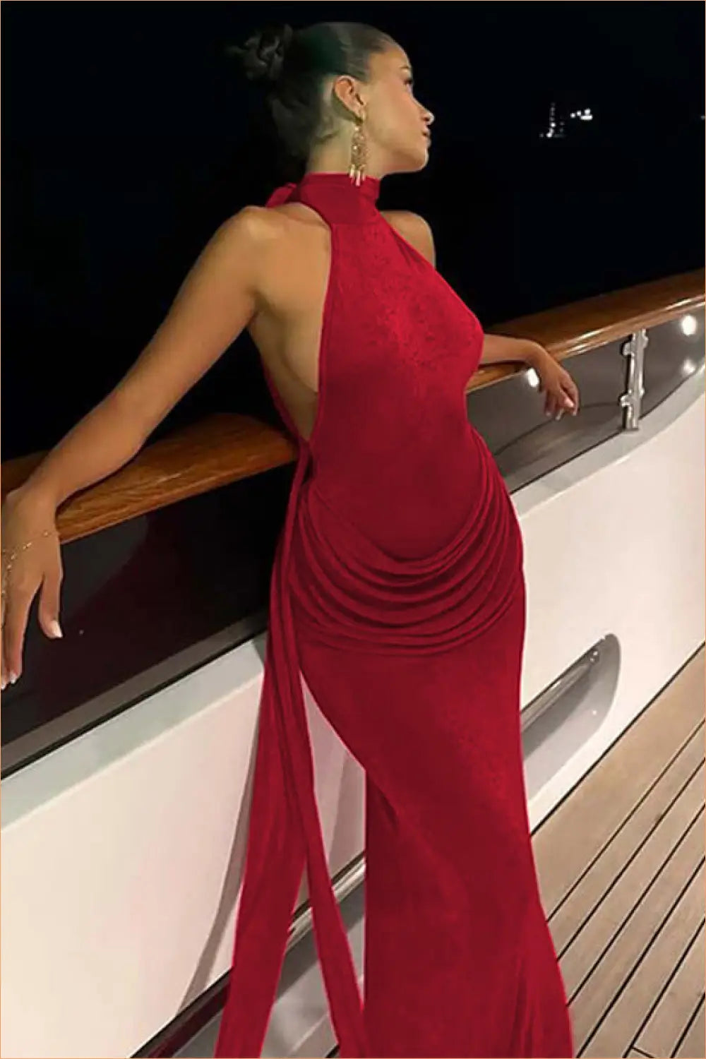 Halter Maxi Dress with Backless Design - Effortless Elegance - Dresses - Clothing • Date Night • Glamour - Lingerie Hut