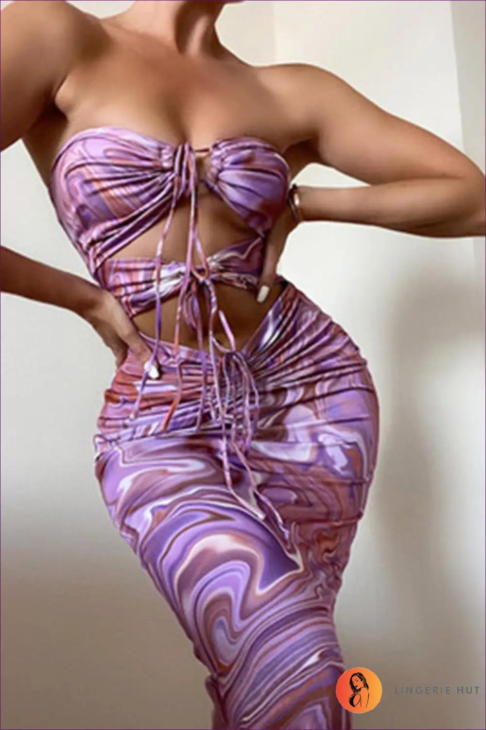 Halter Mini Bodycon Dress with Cutout - the one They’ll Ask About - s / Purple - Dresses - Lingerie Hut - Backless