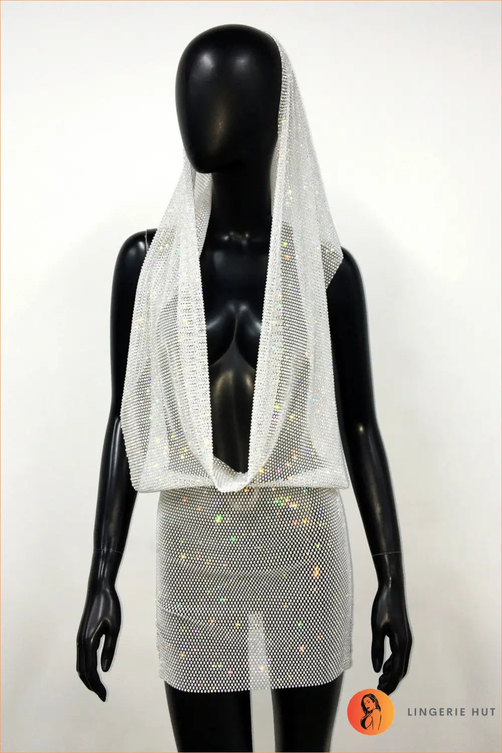 Halter Mini Party Dress with Rhinestones - Effortless Glamour - s / White - Dresses - Clothing • Lingerie Hut