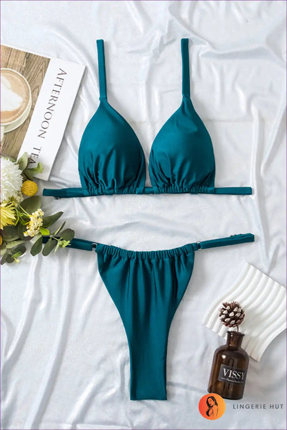 Dive Into Boho Bliss With Lingerie Hut’s High-cut, Pleated Swimsuit Featuring Double-sided Fabric. Sun-kissed