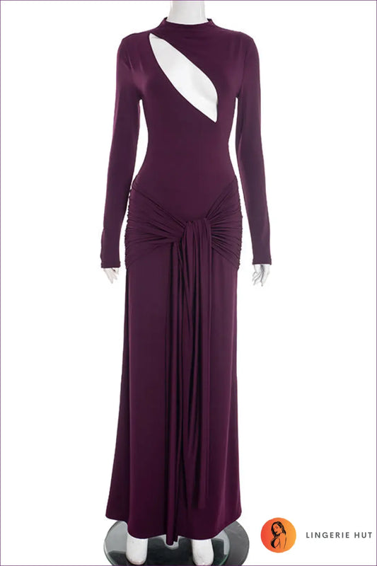 High Neck Cut-out Maxi Dress - Understated Glamour - s / Purple - Dresses - Lingerie Hut - Cutout • Evening Wear