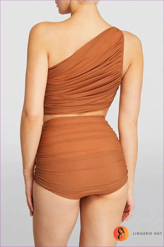 High Waist Asymmetric Bikini - Effortless Summer Escape - Swimwear - Lingerie Hut - Beachwear • Boho • Casual • Crop