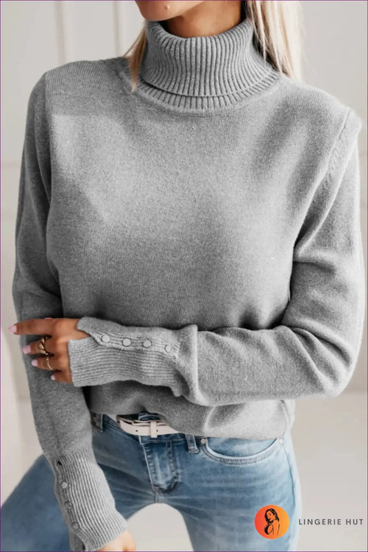 Jumper with Button Details - Minimalist Chic - s / Gray - Autumn • Casual • Clothing • Everyday • Glamour - Lingerie Hut