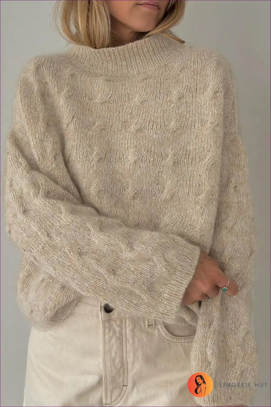 Jumper with Cable Knit Detail - Cosy Sunday Ritual for Autumn, Casual, Cotton, Everyday,