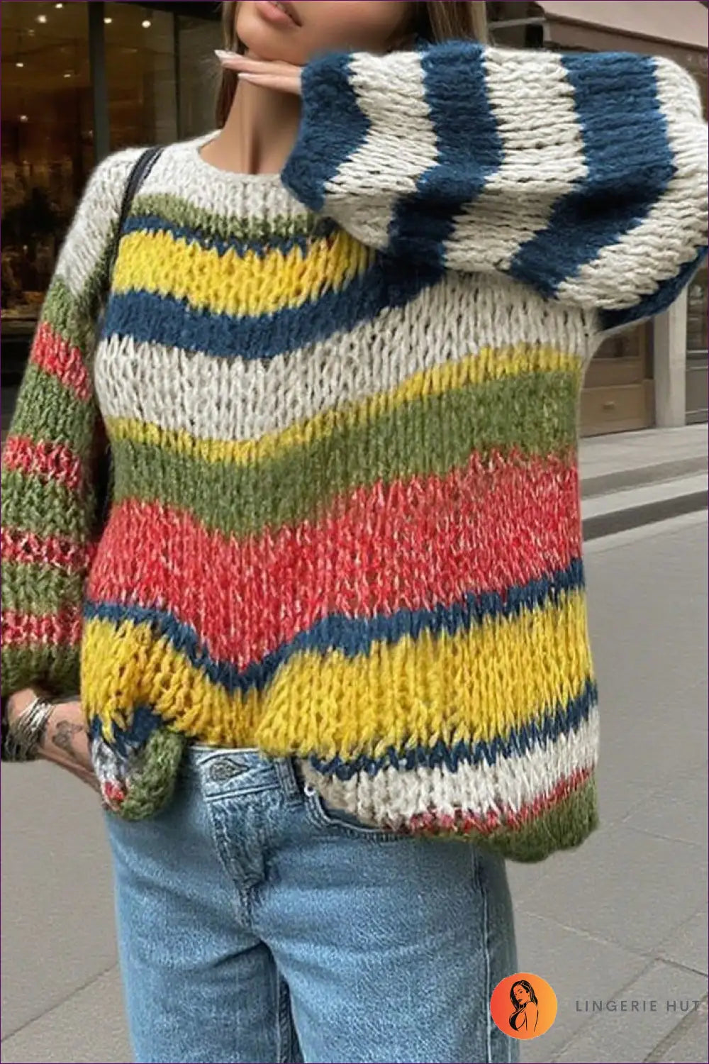 Jumper with Rainbow Stripes - Weekend Adventure - s / Yellow - Lingerie Hut - All Season • Autumn • Casual • Cotton