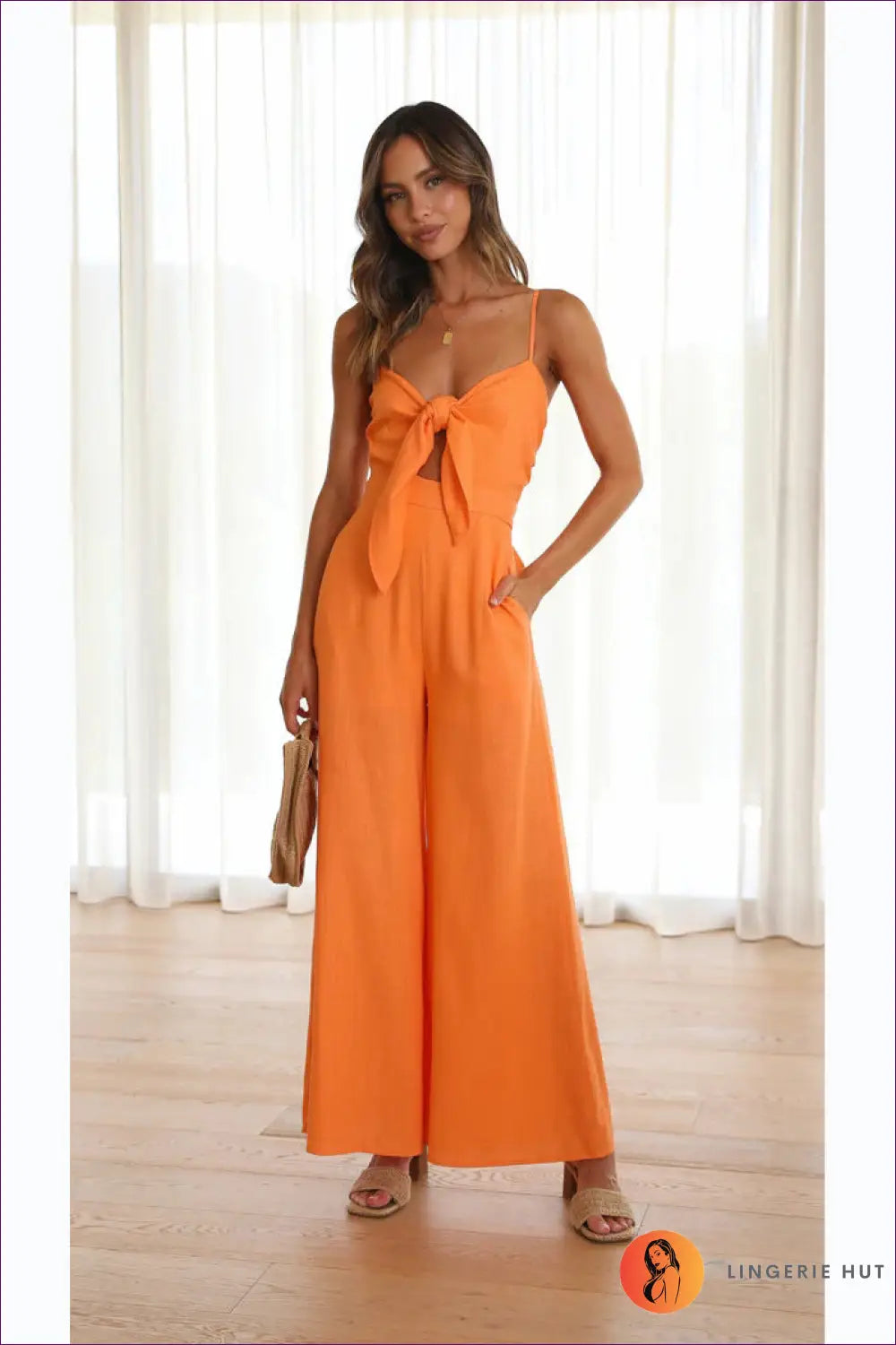 Jumpsuit with Bow Detail - Playful Romance - s / Turmeric - Lingerie Hut - Boho • Casual • Cutout • Everyday • Glamour