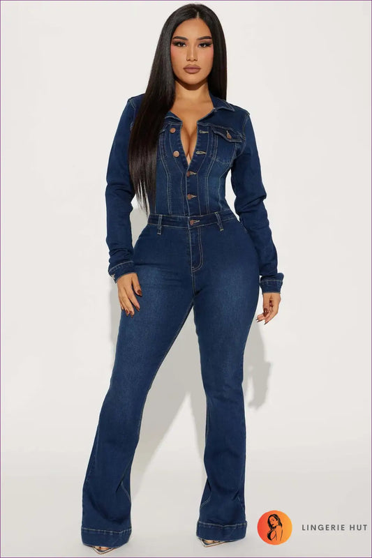 Jumpsuit with Button-front Detail - Weekend Confidence - s / Navy Blue - Lingerie Hut - All Season • Autumn • Casual