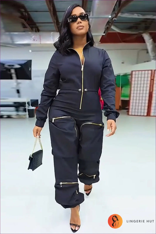 Jumpsuit with Cargo Details - Urban Explorer - s / Black - Lingerie Hut - Activewear • All Season • Casual • Cotton