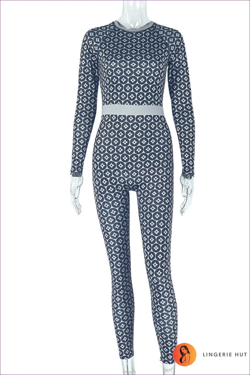 Geometric Print Jumpsuit - Desk-to-dinner Ease - s / Black - Lingerie Hut - All Season • Casual • Evening Wear