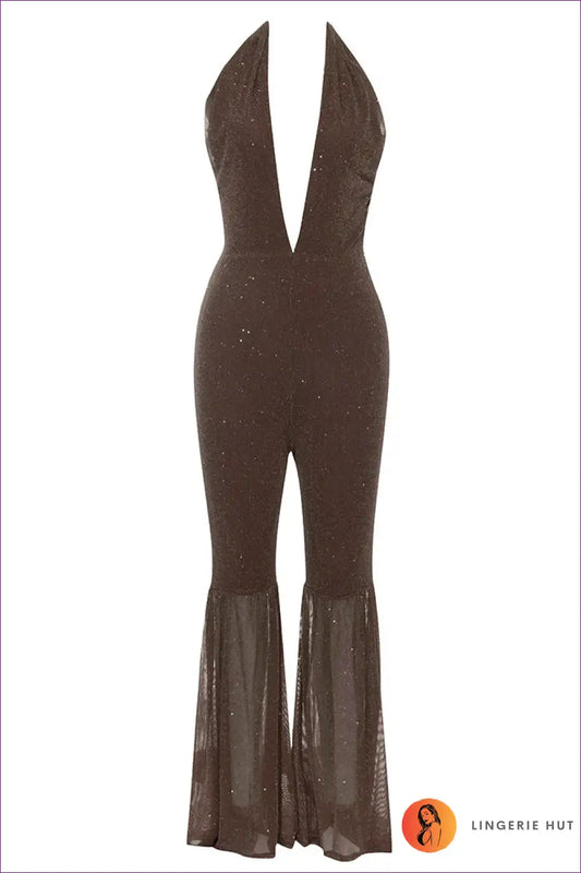 Jumpsuit with Halter Neckline - Modern Sophistication for Boudoir, Clubwear, Cutout, Date Night, Evening Wear