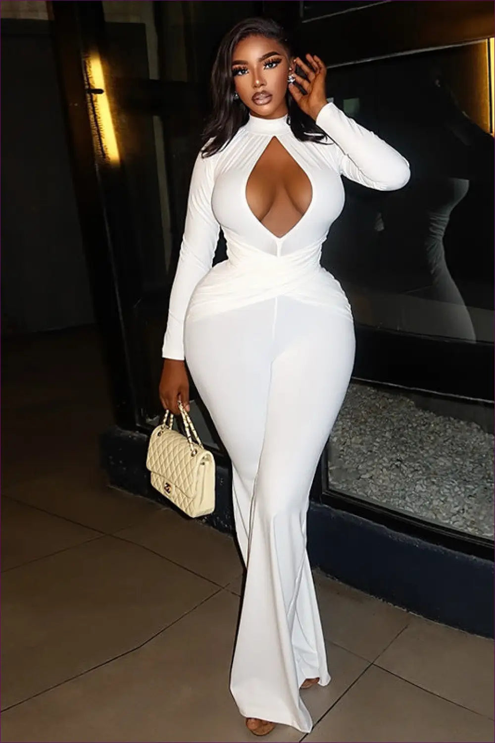 Keyhole Detail Jumpsuit - Effortless Modern Elegance - Clothing • Cutout • Date Night • Glamour • Lingerie Hut