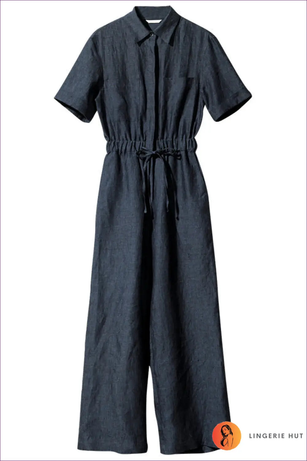 Jumpsuit with Shirt Collar - Relaxed Weekends - l / Purplish Blue - Lingerie Hut - All Season • Autumn • Casual