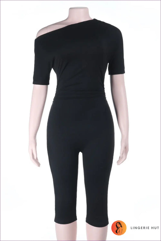 Jumpsuit with Off-shoulder Design - Casual Sophistication - s / Black - Lingerie Hut - All Season • Backless • Cutout