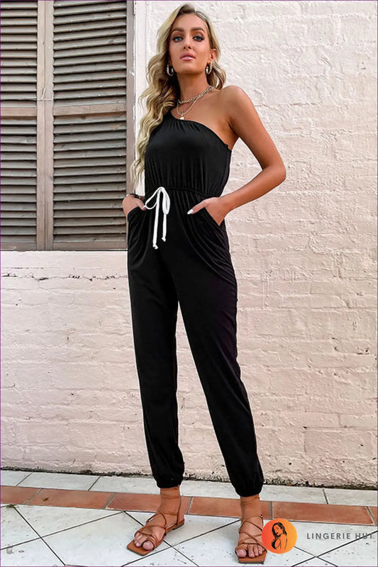 Jumpsuit with one Shoulder - Night out Drama - Lingerie Hut - All Season • Bodycon • Cutout • Date Night • Evening Wear
