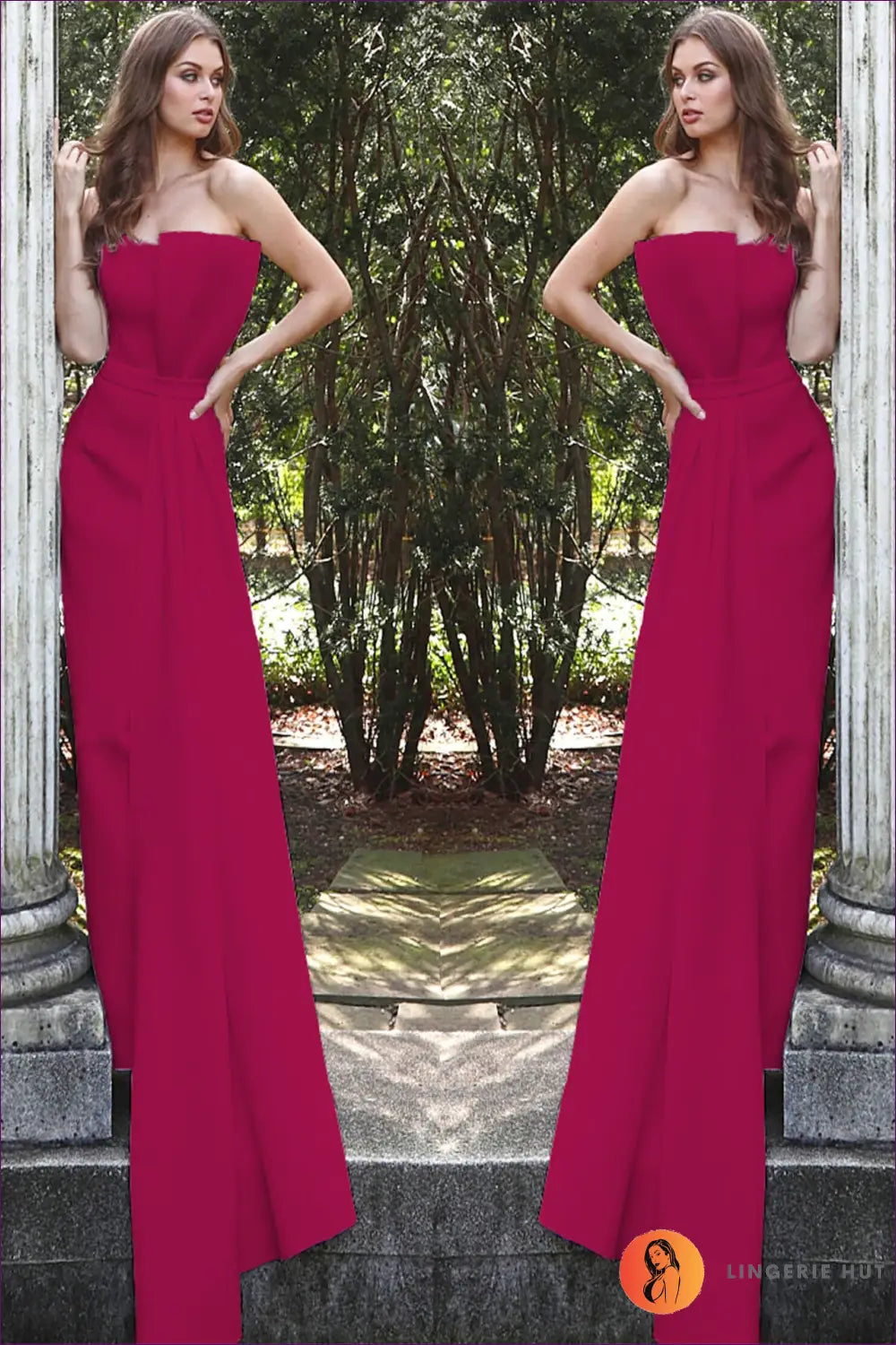 Strapless Dress - Refined Glamour - s / Burgundy - Jumpsuit - Clothing • just in • Modest - Lingerie Hut