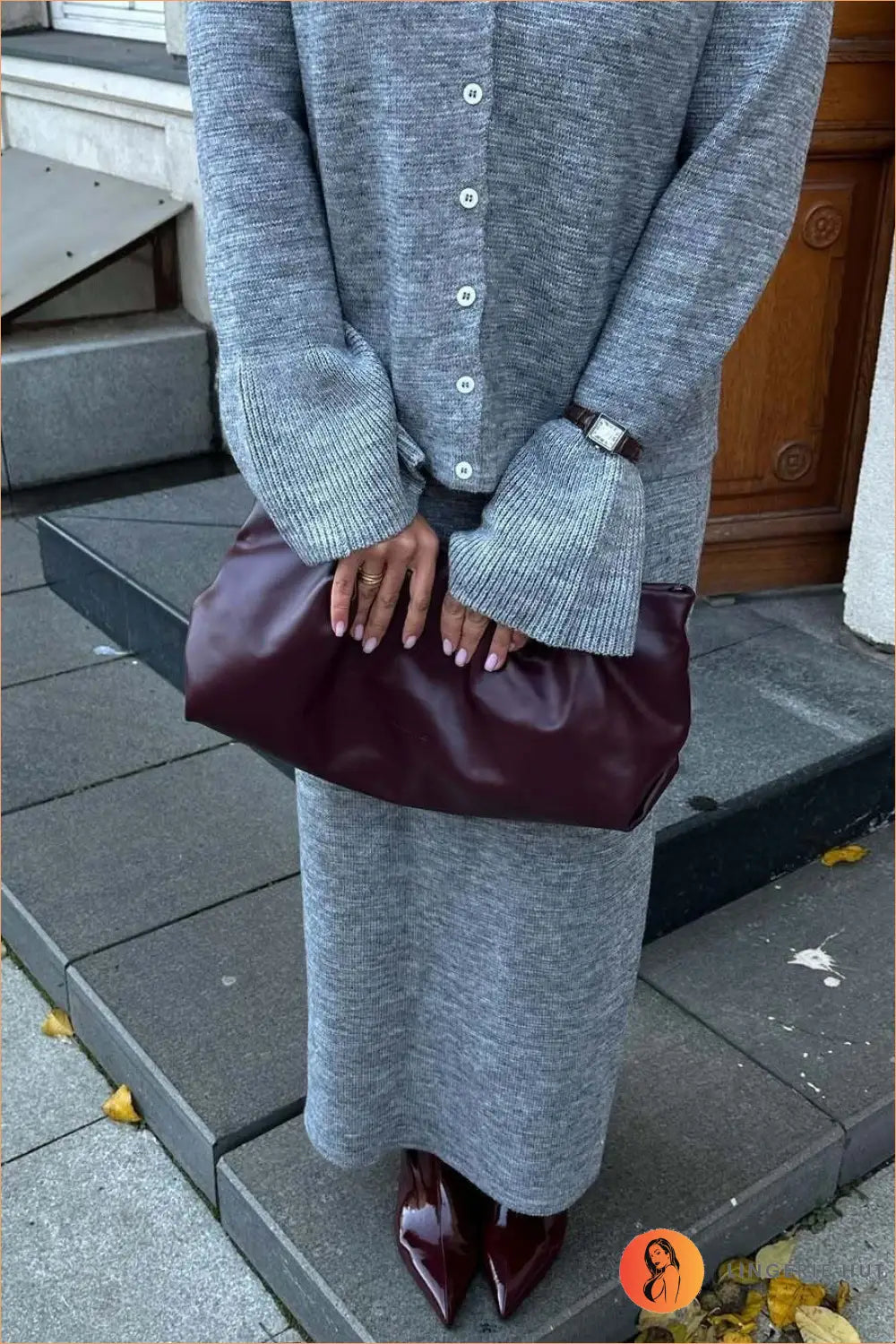 Knit co Ord Midi Skirt Set - Effortless Elegance - m / Gray - Autumn • Clothing • Elegant • Everyday - Lingerie Hut