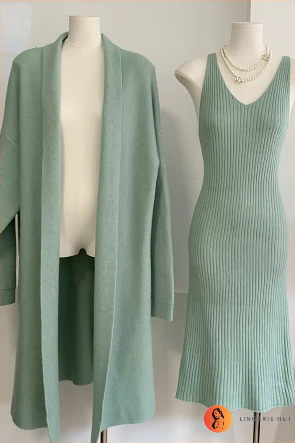 Knit co Ord Set - Calm Confidence All Day - one Size / Green - Casual • Clothing • Everyday • Loungewear - Lingerie Hut
