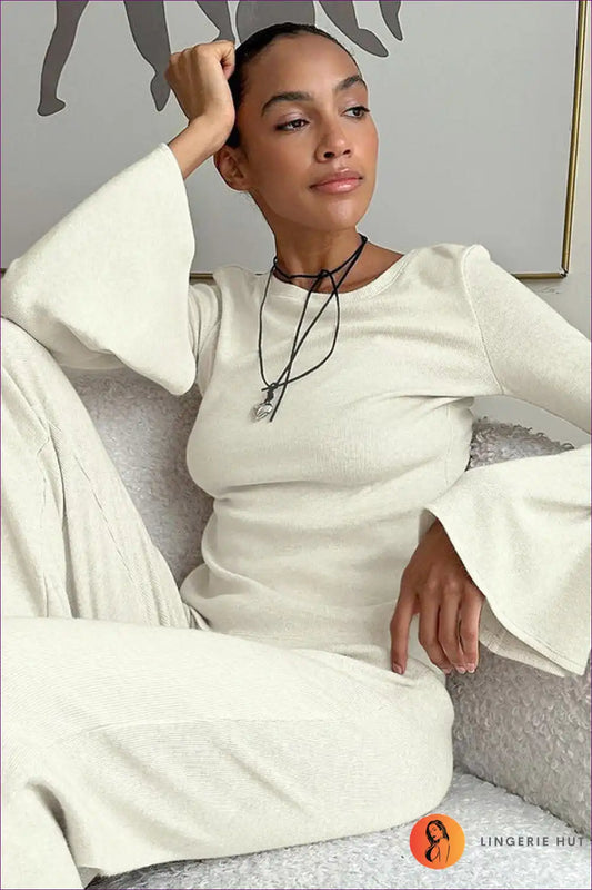 Knit Set with Round Neck - Minimalist Luxury for All Season, Casual, co Ord, Evening Wear, Everyday