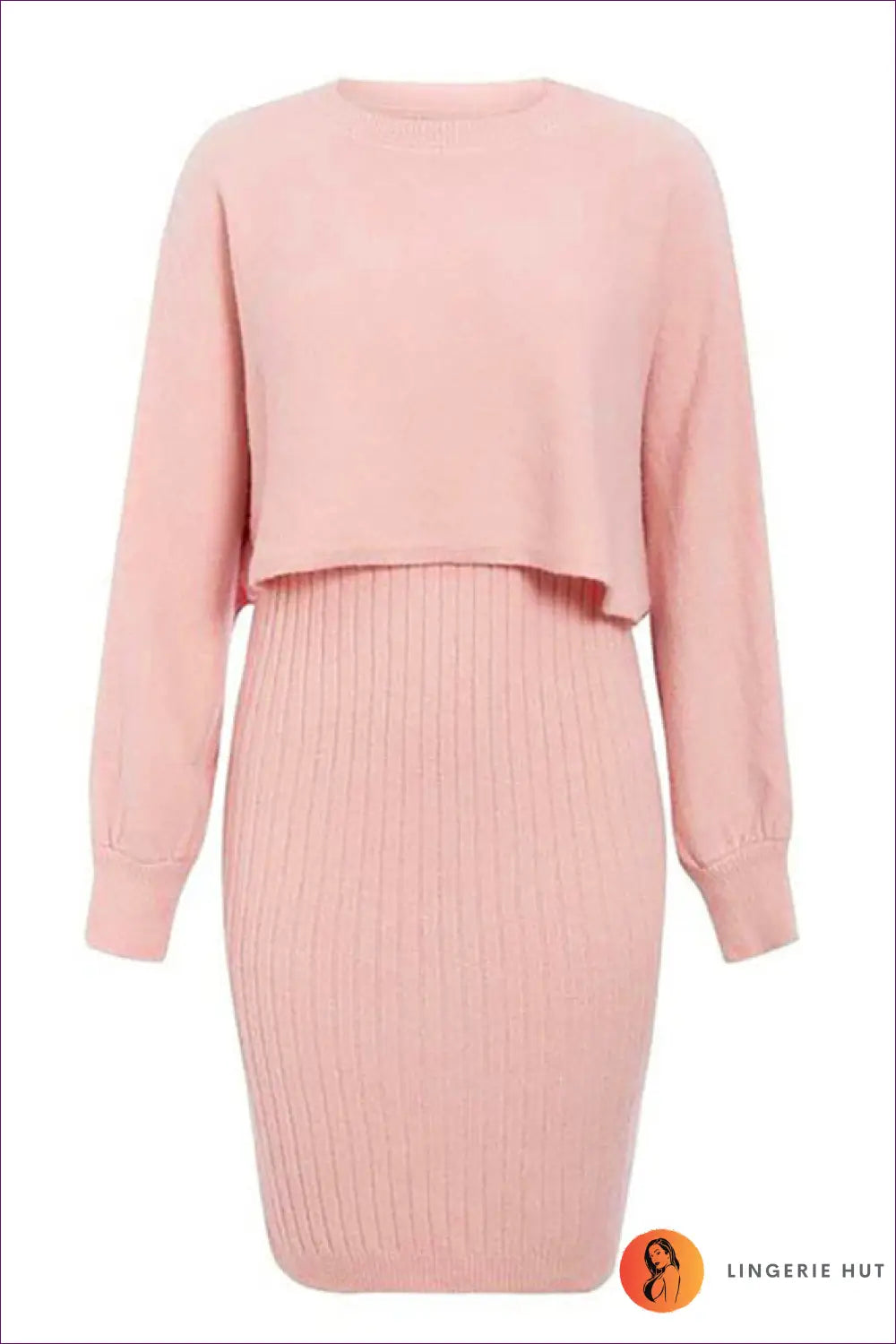 Knit co Ord Set with Cropped Top & Midi Skirt - Effortless Ease - one Size / Pink - Lingerie Hut - All Season • Casual