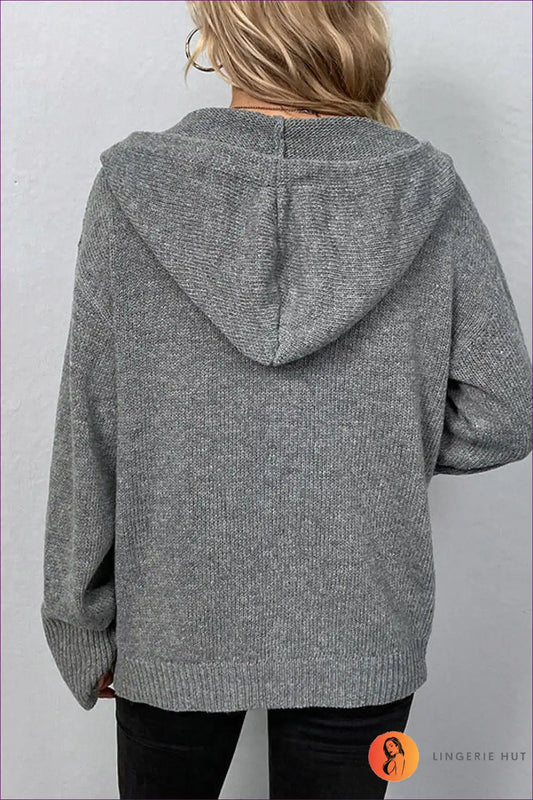 Stay Warm And Stylish With Our Knitted Button Up Hooded Cardigan. Soft Wool Blend, Cable Knit Design, Timeless