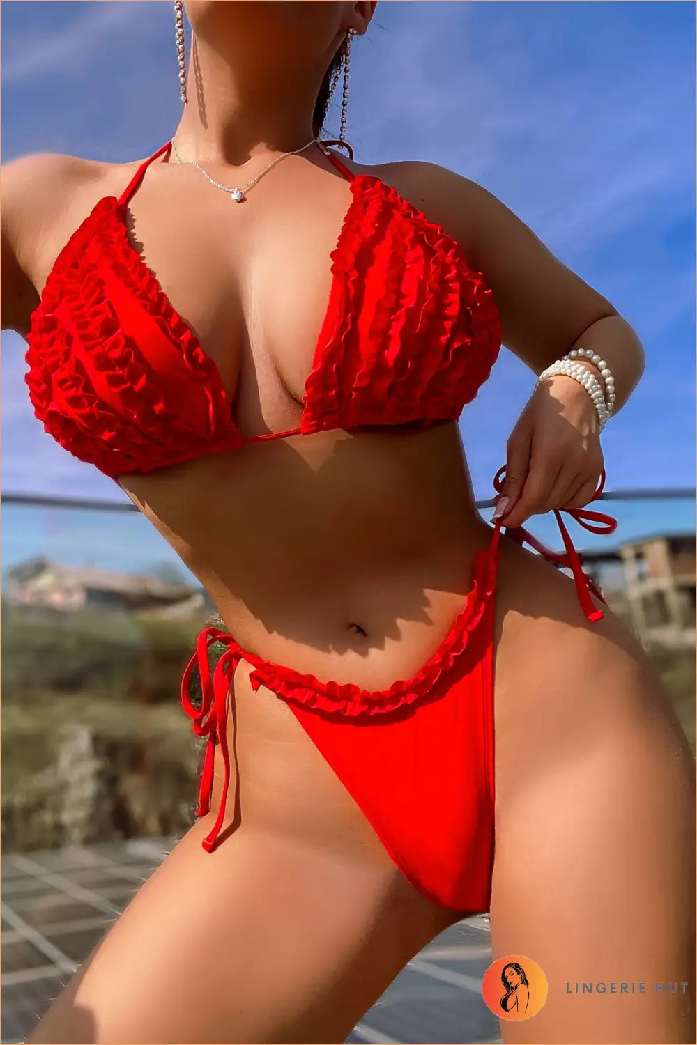 Ruffled Bikini - Holiday Essential - Beachwear • Brazilian • Glamour • Halter - Lingerie Hut
