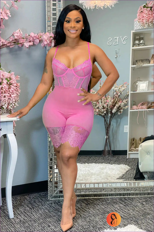 Lace Corset Jumpsuit - Effortless Glamour - Xs / Pink - Clothing - Lingerie Hut - Bodycon • Casual • Evening Wear