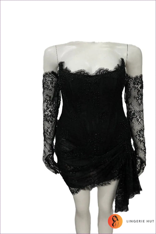Lace Corset Mini Dress - Matching Gloves - Bodycon • Elegant • Floral - Girlsdy