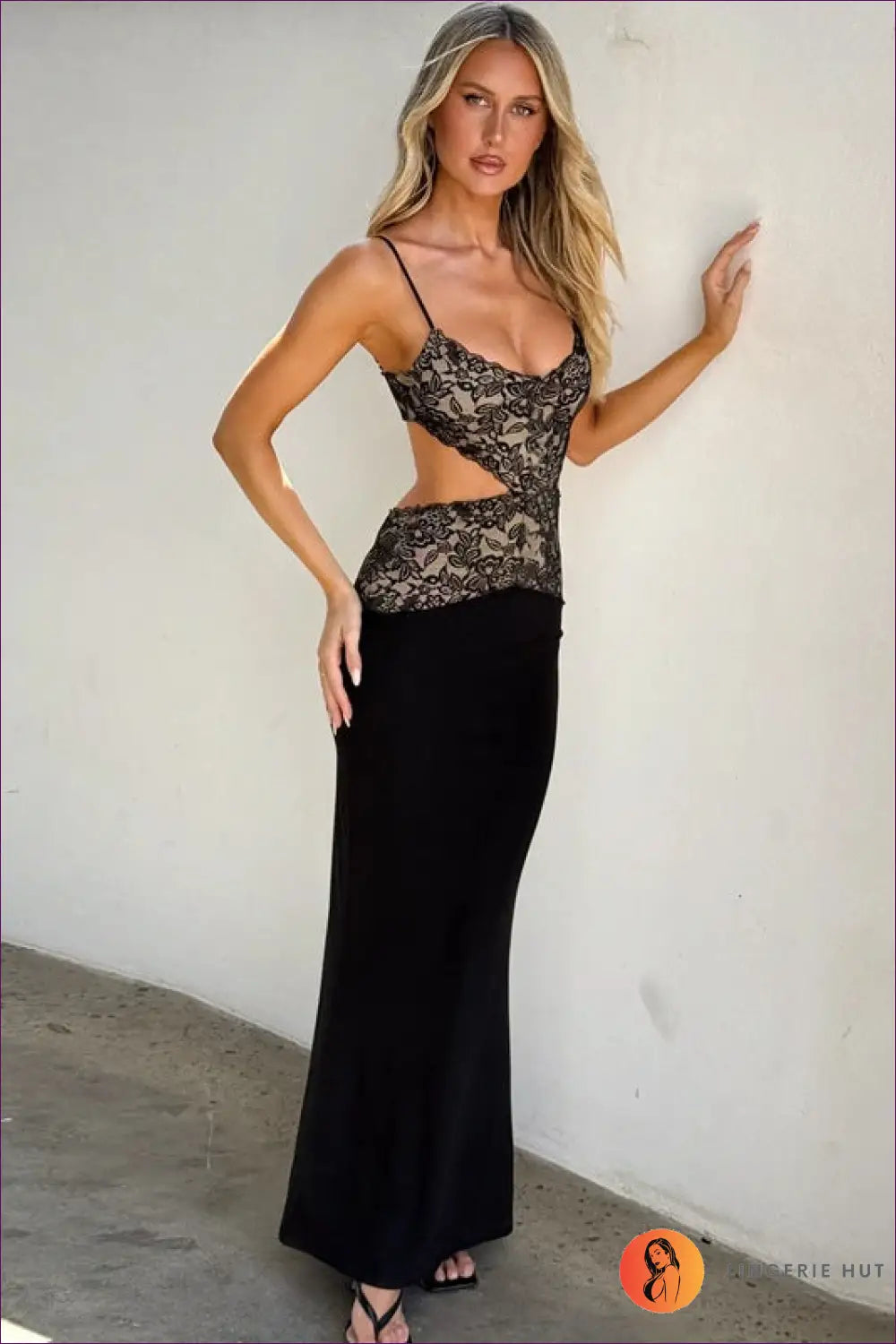 Lace Cut-out Maxi Dress - Worth a Second Look - Dresses - Bodycon • Clothing • Cutout • Glamour - Lingerie Hut