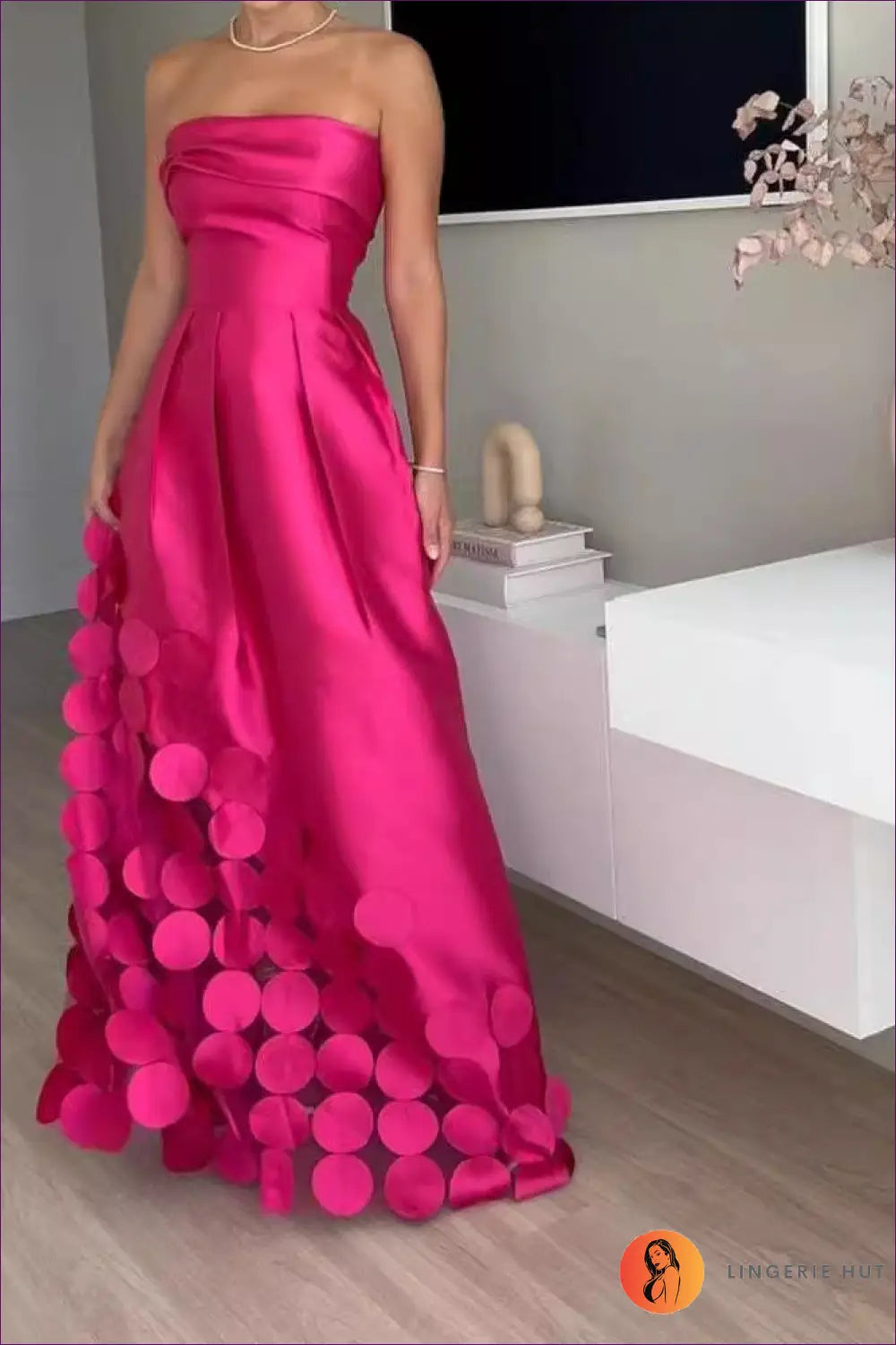 Strapless Pink Maxi Dress - Shirt - A-line • Boho • Casual • Clothing • Lingerie Hut