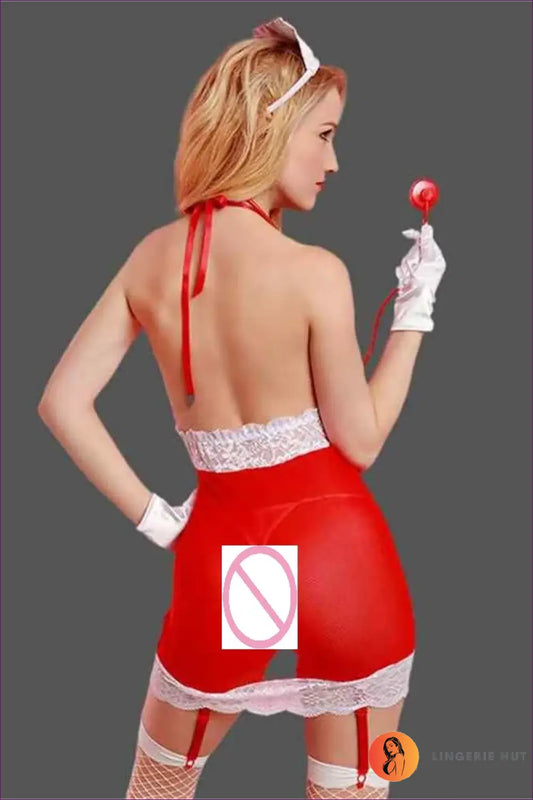 Nurse Costume with Lace and Mesh - Fantasy Roleplay Ready - 01all / one Size - Babydoll - Lingerie Hut - Boudoir