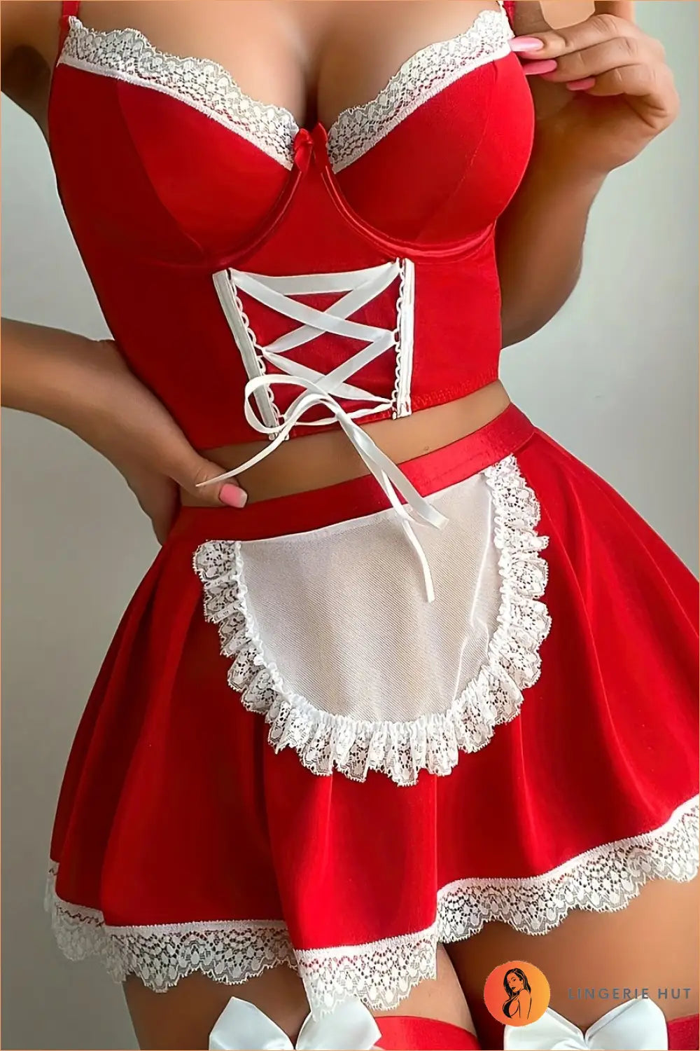 Maid Cosplay Costume with Apron - Red / s - Clothing • Lingerie Hut