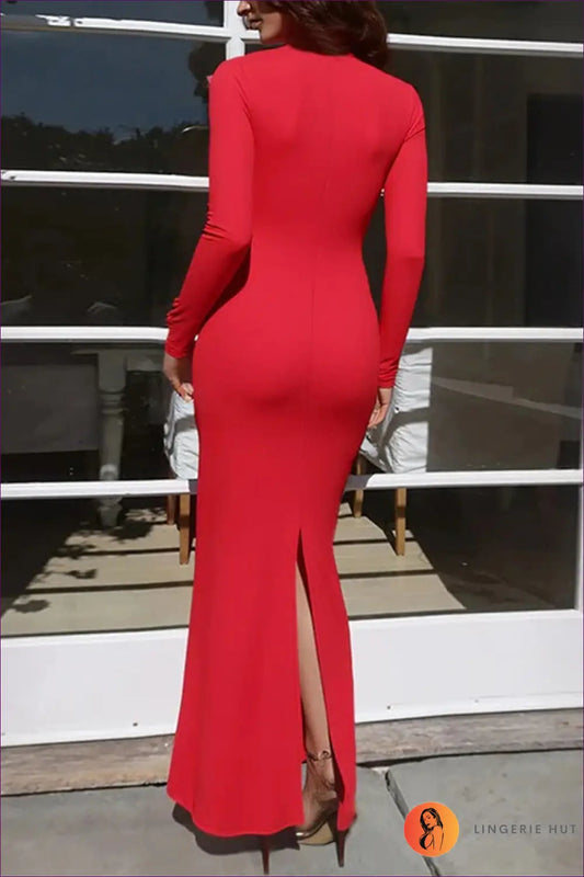 Lace Maxi Dress with Long Sleeves - Evening Glamour - Dresses - Lingerie Hut - Autumn • Bodycon • Cutout • Evening Wear