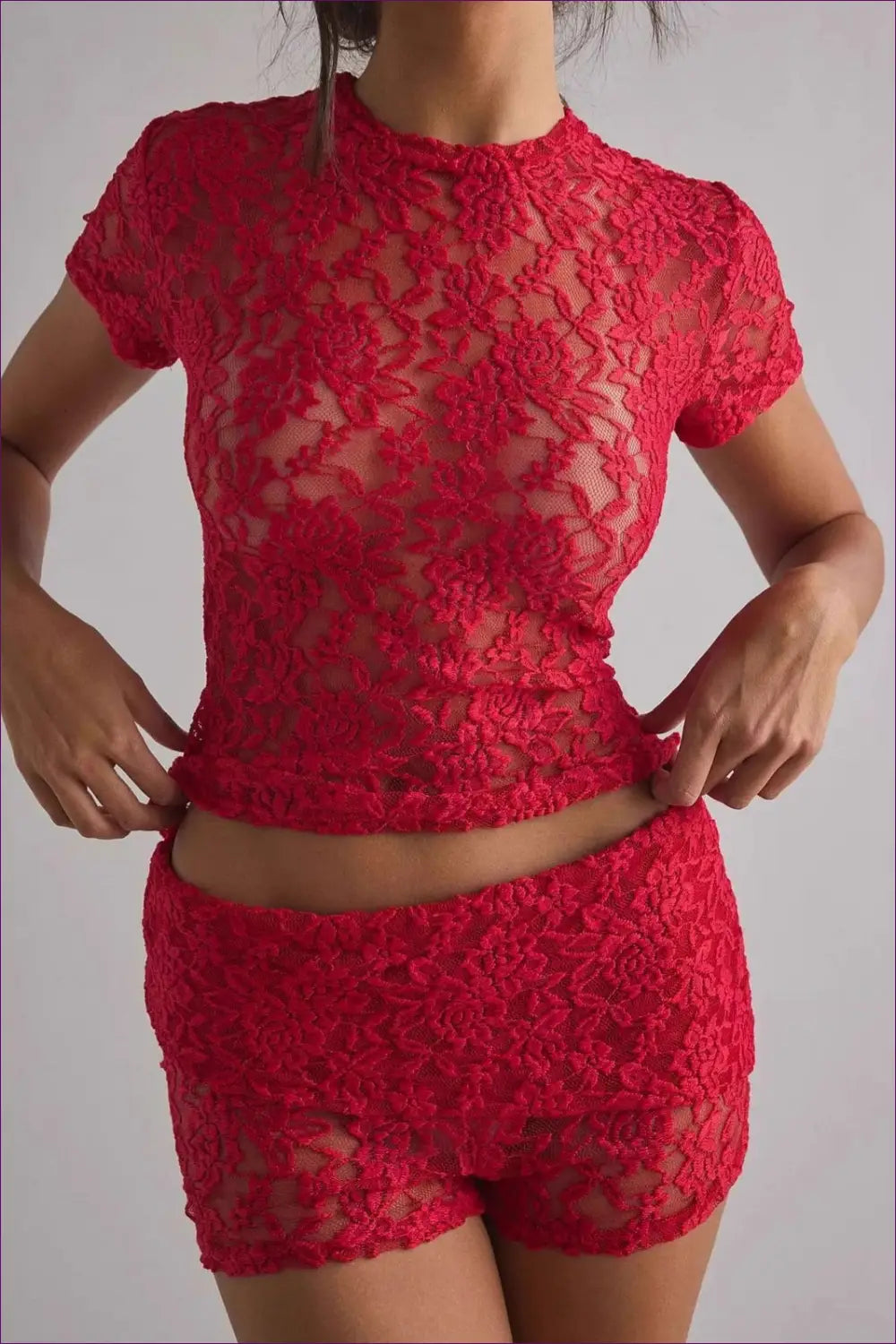 Lace Mesh co Ord Set - Effortless Confidence Lounge - Lingerie Hut - Casual • Floral • Lace • Loungewear