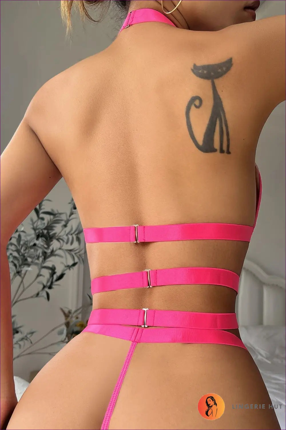 Lace & Metal Chain Bra Set - Bold but Wearable - Lingerie - Hut - All Season • Boudoir • Cutout • Date Night