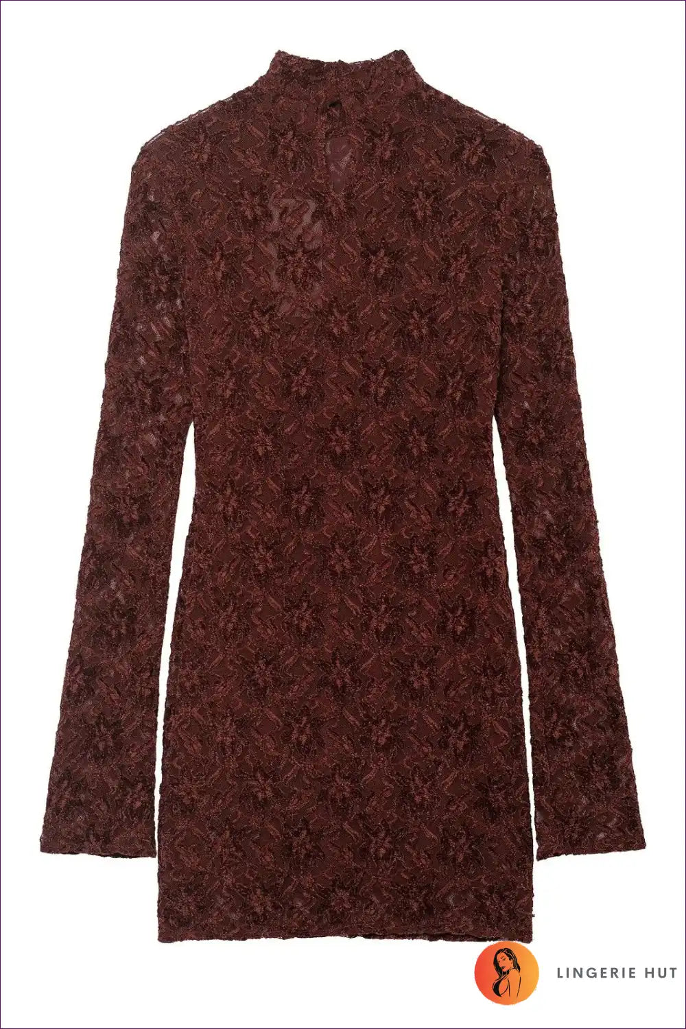 Lace Mini Dress with Mock Neck - Effortless Romance for Autumn, Bodycon, Dress, Dresses, Everyday