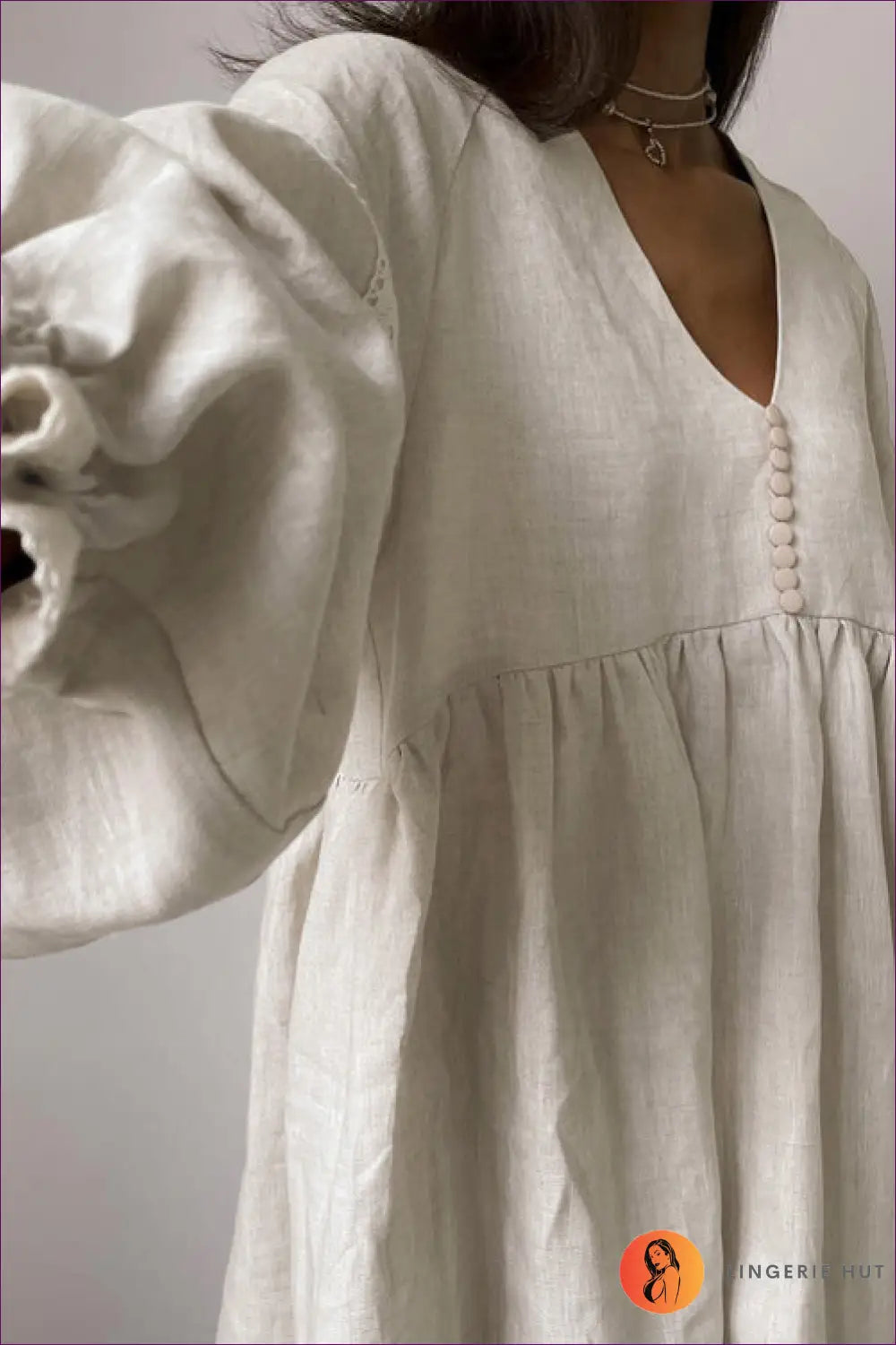 Lace Trim Mini Dress - Garden Party Ready - Dresses - Lingerie Hut - A-line • Boho • Casual • Cotton