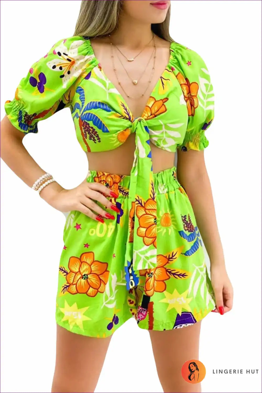 Lace-up Loveliness Two-piece Set - Casual Chic