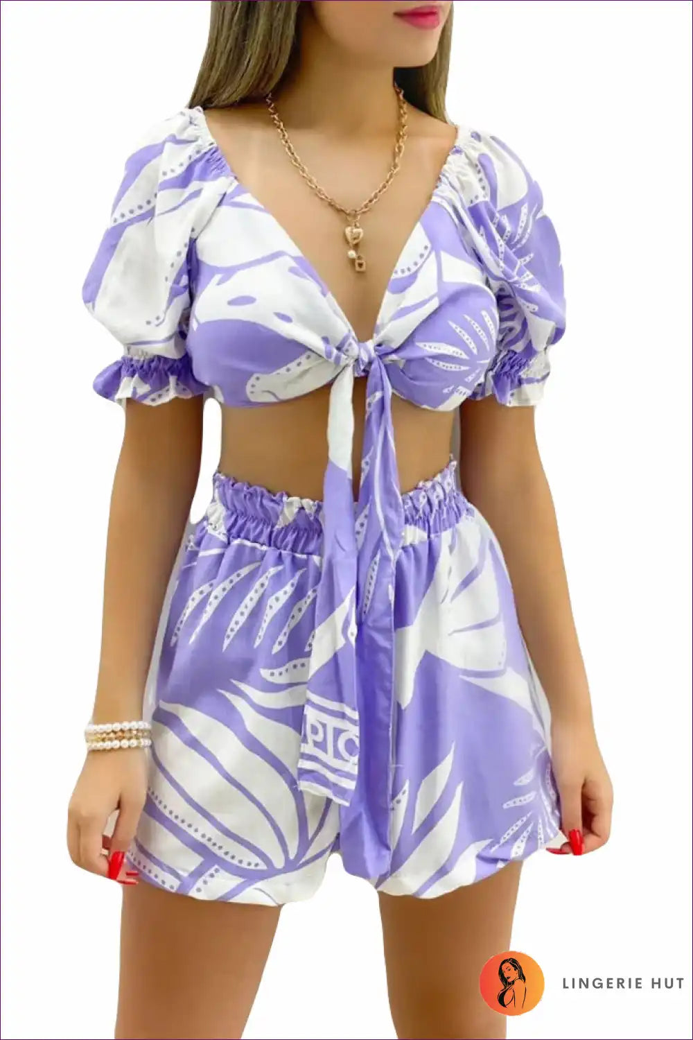 Lace-up Loveliness Two-piece Set - Casual Chic