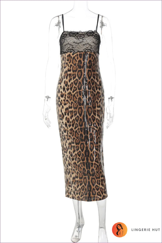 Leopard Lace Midi Dress - the one They’ll Ask About - s / Dresses - Lingerie Hut - Animal • Bodycon • Evening Wear
