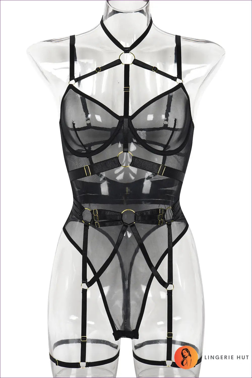 Leopard Print Mesh Bodysuit - not your Basic Lingerie - s / Black - Hut - All Season • Animal • Boudoir • Cutout