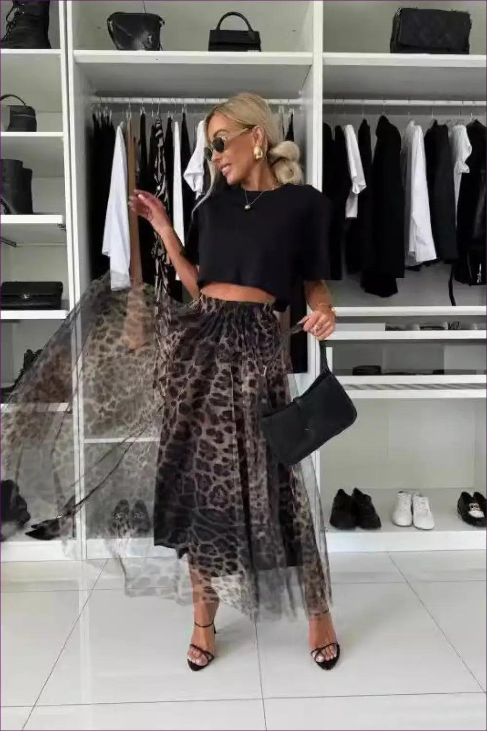 Leopard Print Maxi Skirt - Statement Layered Drama - Bodysuit - Lingerie Hut - All Season • Animal • Boho • Casual