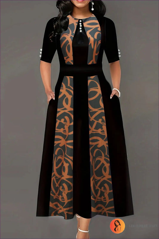 A-line Midi Dress with Colour Block Panels - Understated Glamour - Dresses - Lingerie Hut - All Season • Casual