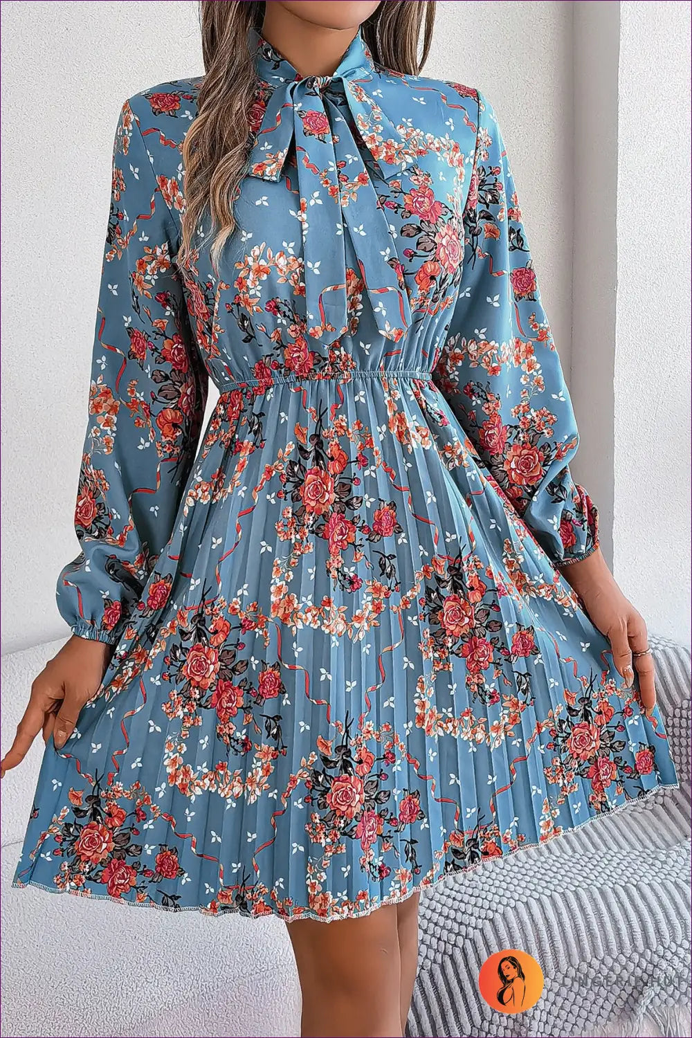 A-line Floral Midi Dress - Effortless Everyday Romance - s / Light Blue - Dresses - Lingerie Hut - All Season • Autumn