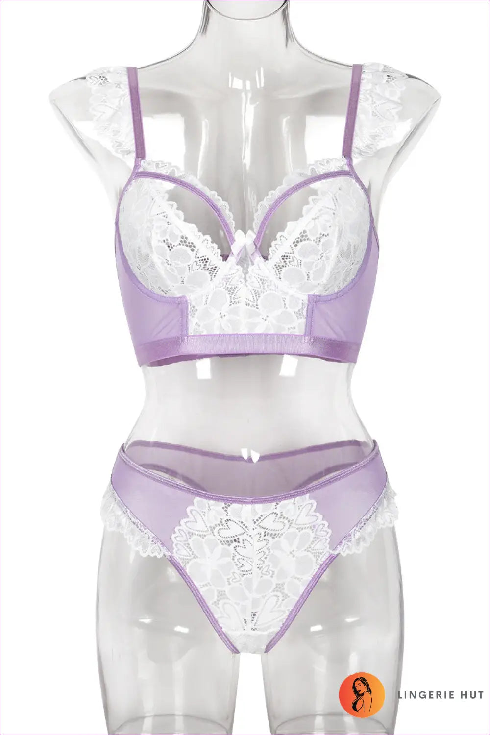 Lace Bra Set with High Waist - Quiet Confidence - s / Purple - Lingerie Hut - All Season • Boudoir • Cutout • Date Night
