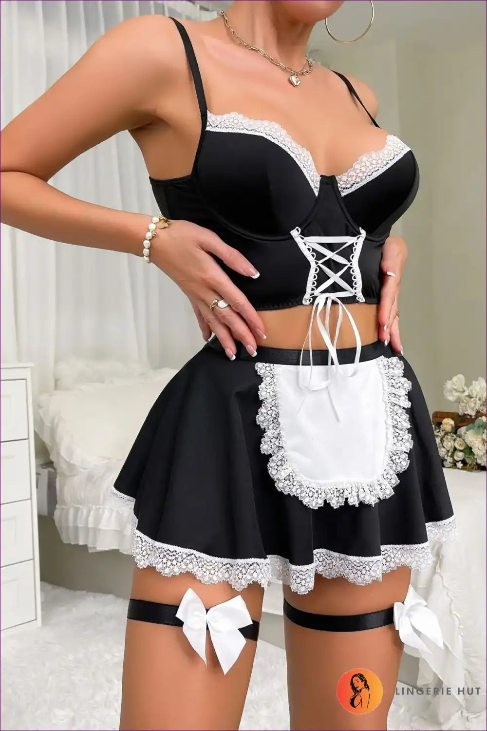 London Chic Lace Maid Ensemble - Playful & Alluring for Costume, Lace, Maid, Role Play