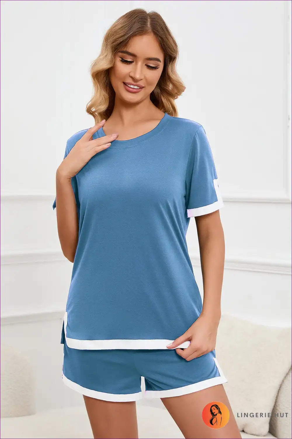 Lounge Set with Contrast Trim - Sunday Morning Ritual for All Season, Casual, co Ord, Cotton, Everyday