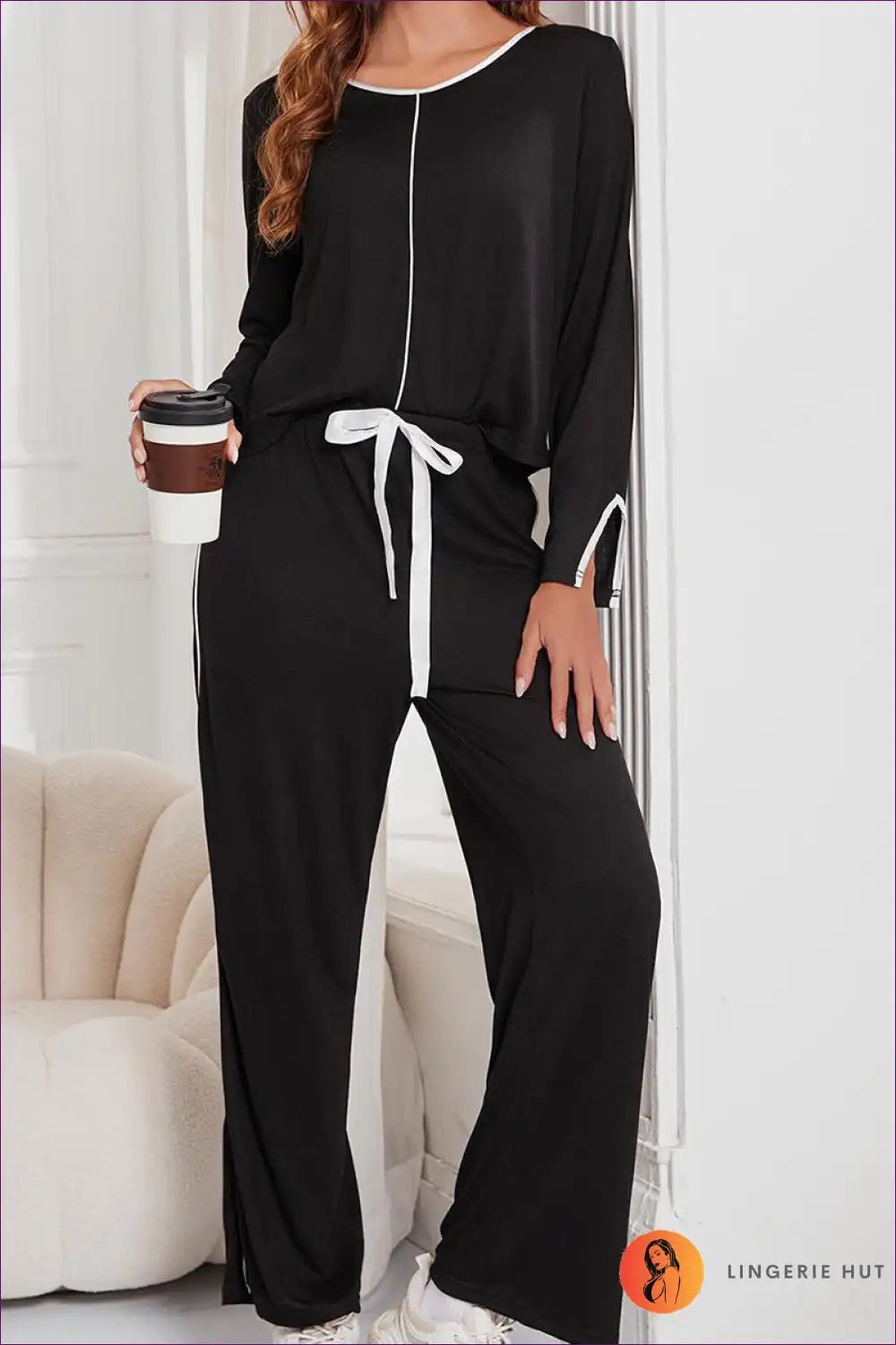 Lounge Set with Contrast Trim - Tailored Comfort for All Season, Casual, co Ord, Everyday,