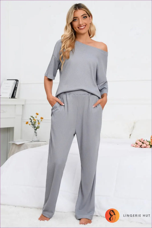 Nightdress with Ribbed Texture - Effortless Lounging Edit - s / Gray - Lingerie Hut - All Season • Casual • Everyday