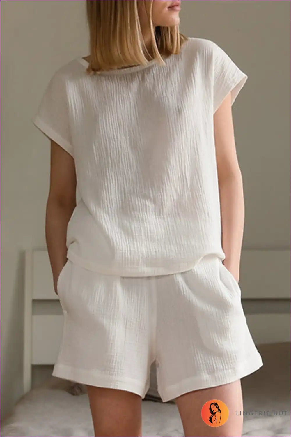 Lounge Set with Textured Fabric - Minimalist Comfort for All Season, Casual, Cotton, Everyday,