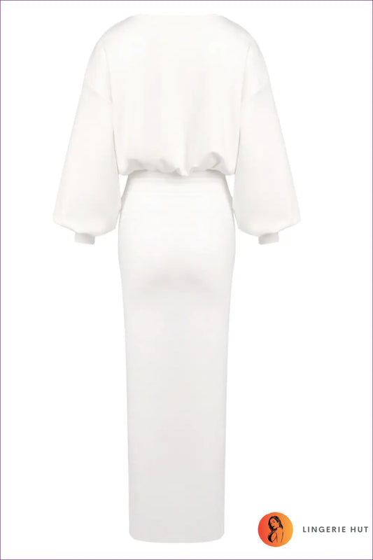 Maxi Dress with Balloon Sleeves - Understated Glamour - Xs / White - Dresses - Lingerie Hut - A-line • All Season